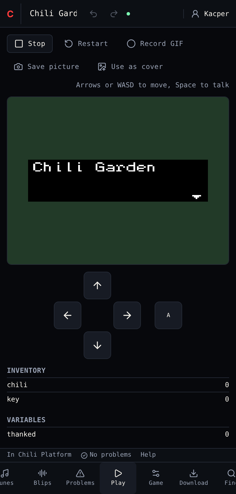 The Play tool on a phone with the game screen
