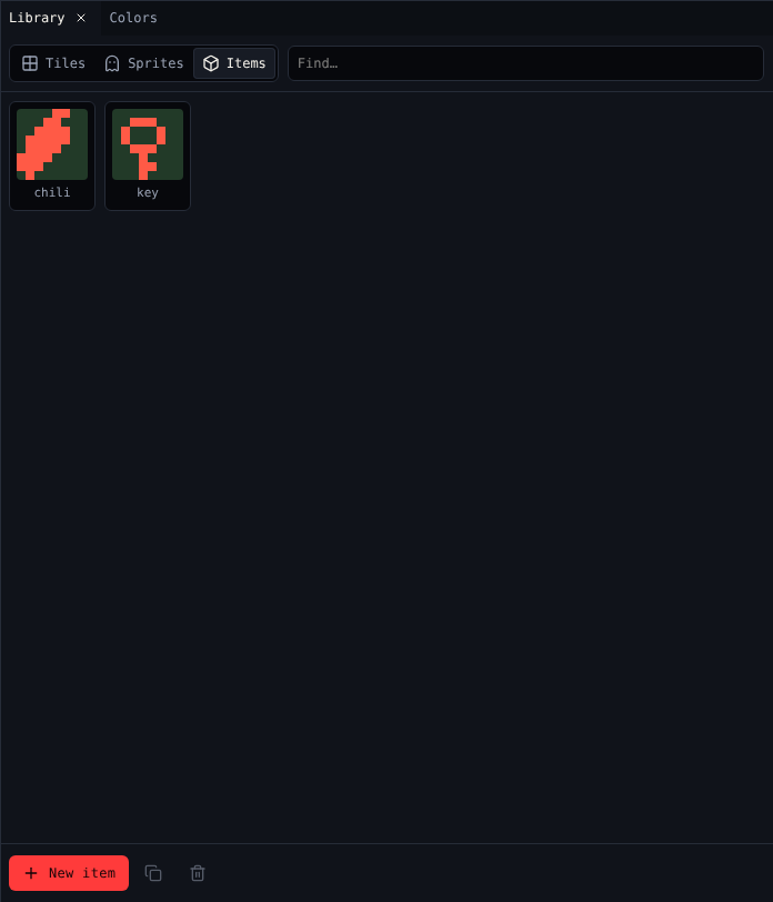Library with Items: the chili and the key